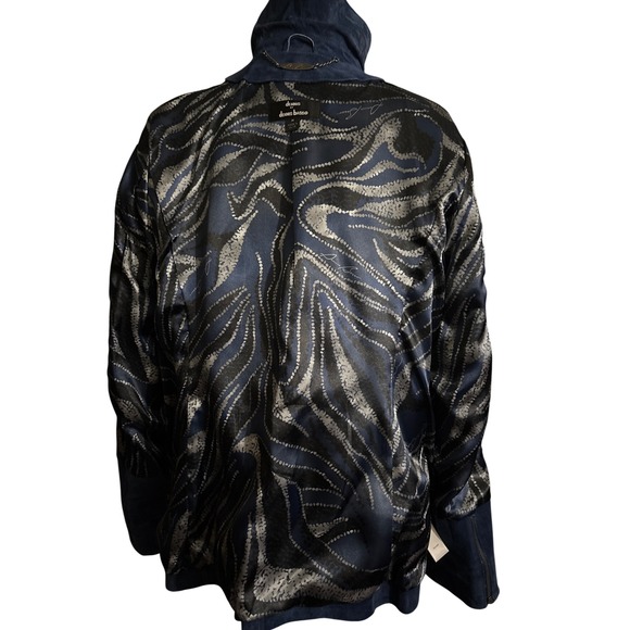 Dennis By Dennis Basso Leather Suede Zip Front Jacket Navy Blue Womens Size M - Picture 12 of 15